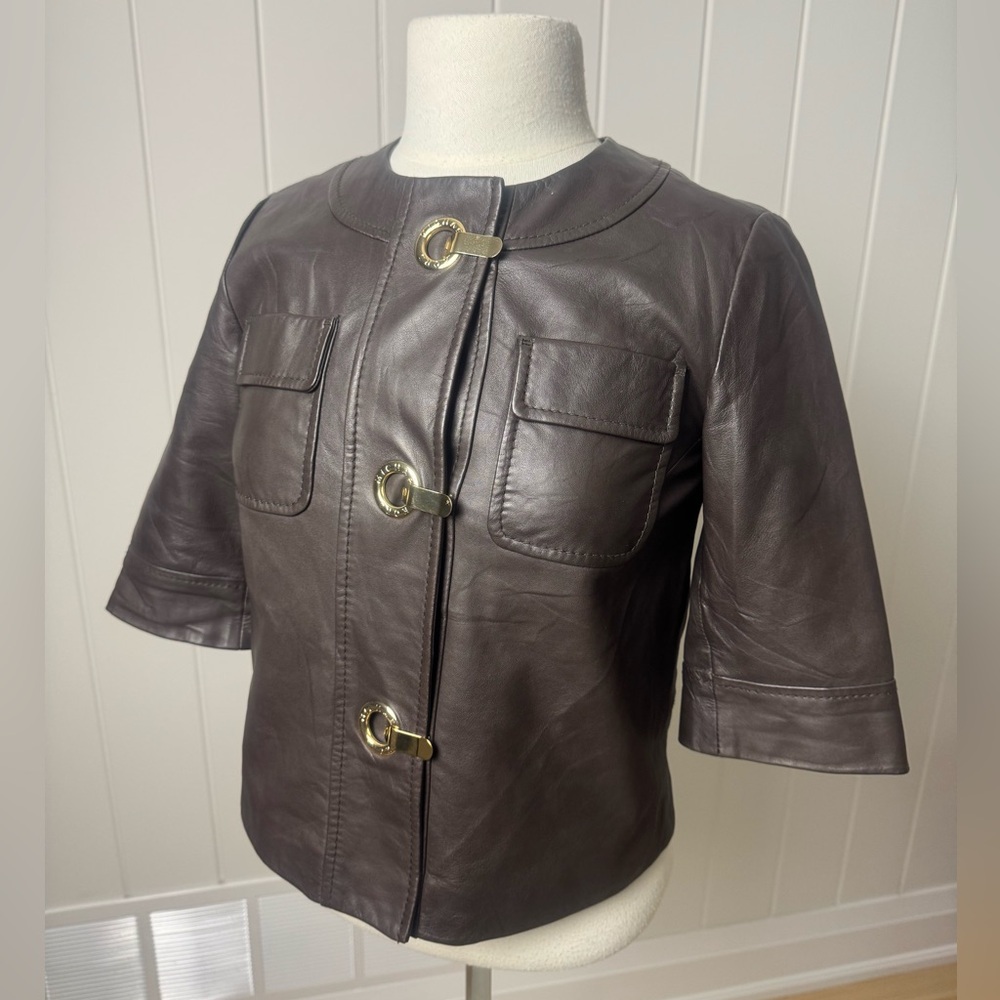 Michael Michael Kors Genuine Leather Jacket – Brown, Women’s XS - Picture 2 of 7
